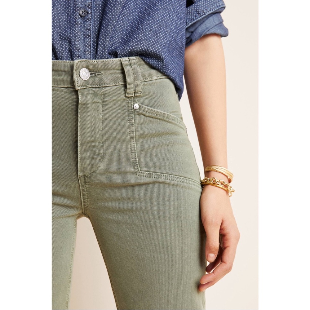 High-Rise Cindy Straight Leg Pants in Olive Green - Picture 4 of 14